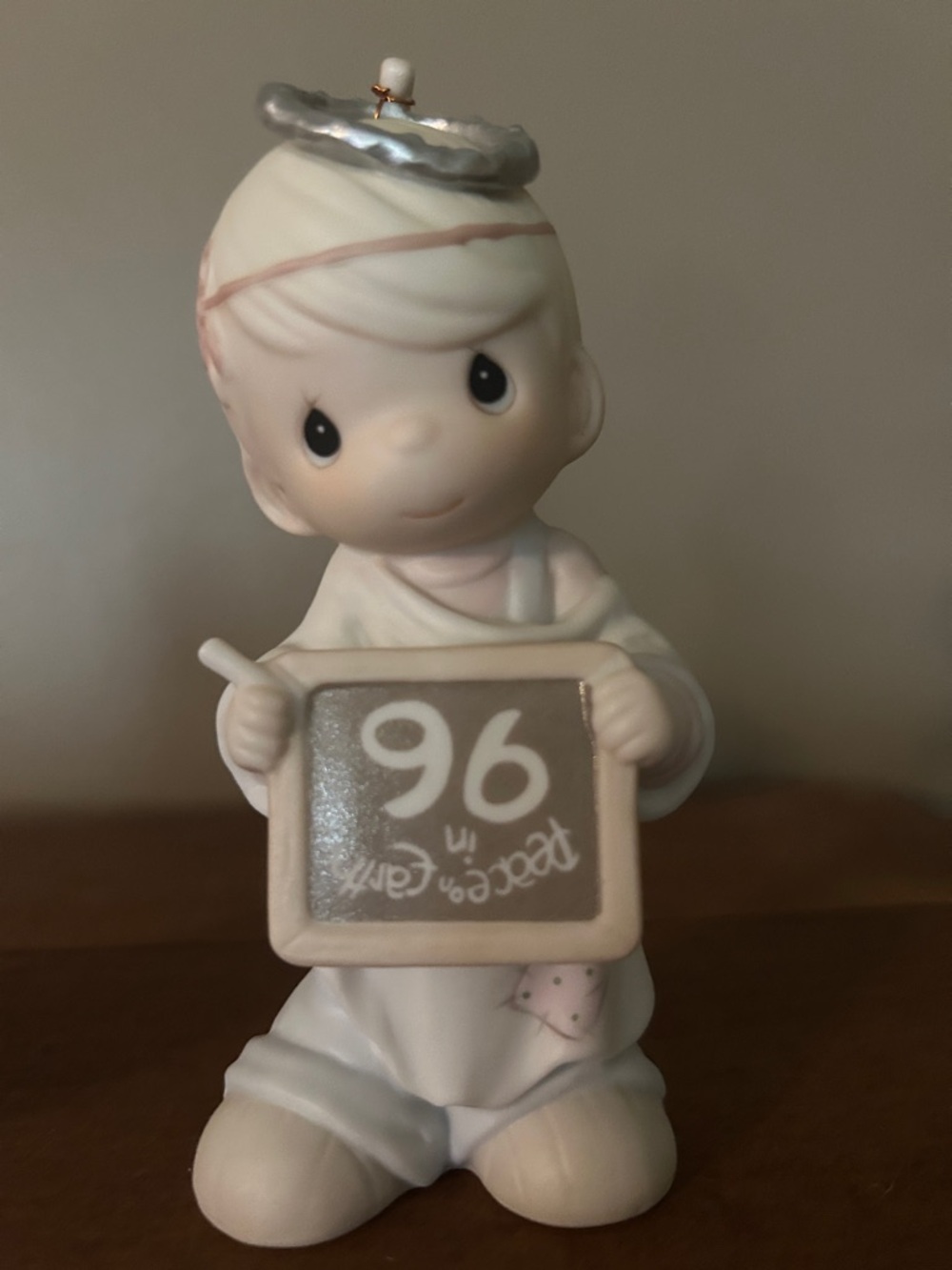 Precious Moments White, Pink and Silver Angel Chalkboard Figurine